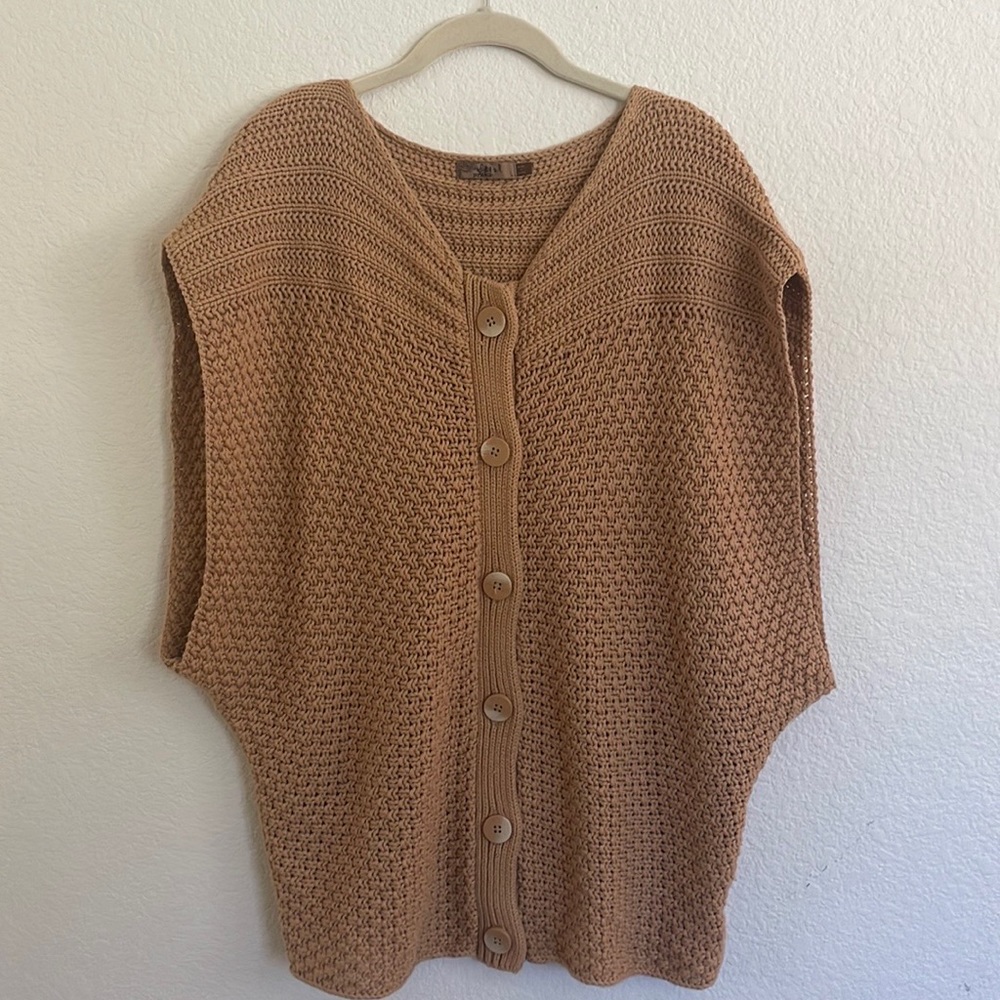 PRANA Camel Button Front Sweater Vest Cardigan Women size L